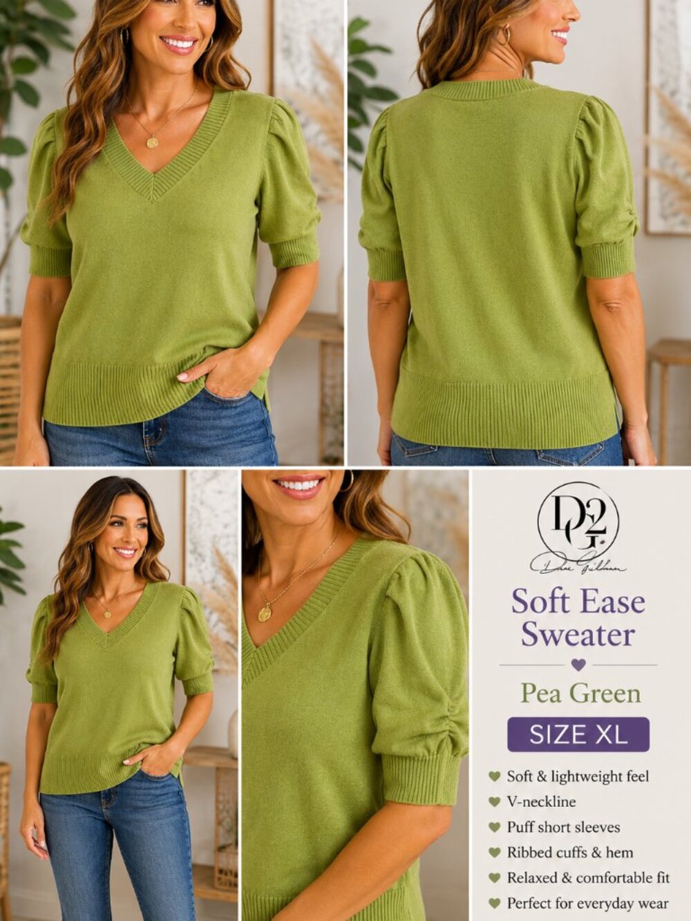 💚🌿 DG2 by Diane Gilman Soft Ease Sweater | Pea Green | Size XL 🌿💚